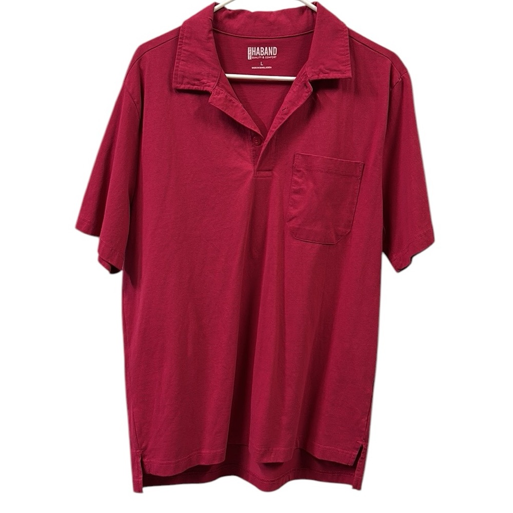 Haband Pocket Tee Polo Shirt TShirt Short Sleeve Cotton Blend Mens Size Large